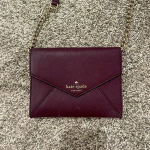 Kate Spade Small Maroon Envelope Clutch